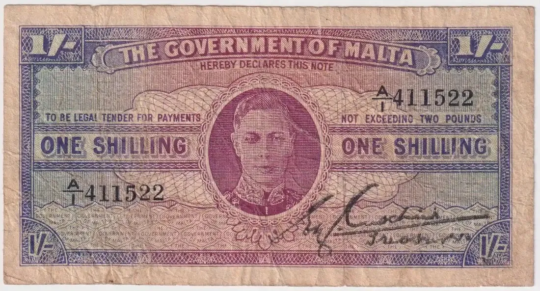 Malta 1943 1 Shilling Pick# 16 Fine product image