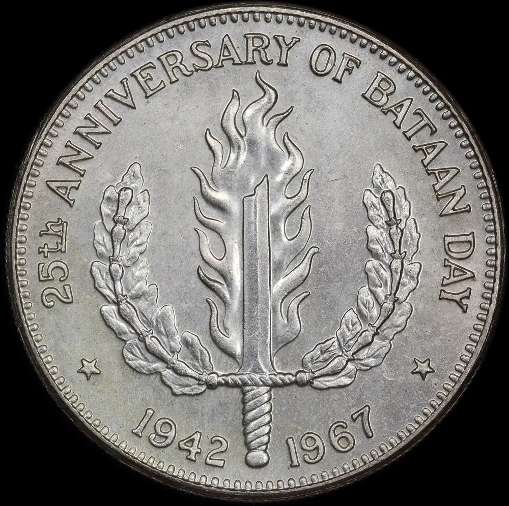 Philippines 1967 Silver 1 Peso KM# 195 Bataan Day Uncirculated product image