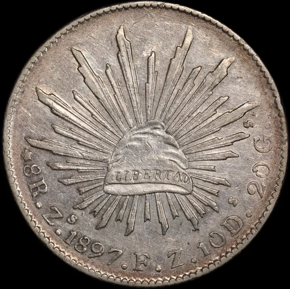 Mexico 1897-Zs FZ Silver 8 Reales KM# 377.13 about Unc product image