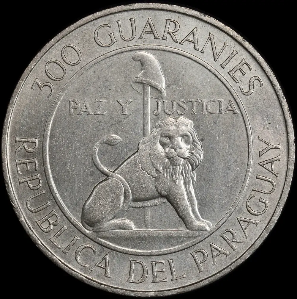 Paraguay 1973 Silver 300 Guaranties KM#29 about Unc product image