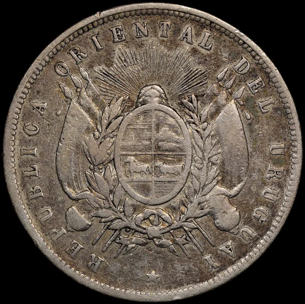 Uruguay 1877 Silver Peso KM# 17 Very Fine product image