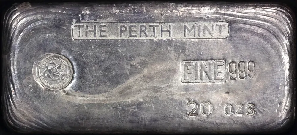 Perth Mint Silver 20 Ounce Vintage Cast Ingot 99.99% Pure product image