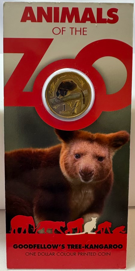 2012 Coloured 1 Dollar on Card - Animals of the Zoo: Goodfellow's Tree Kangaroo product image