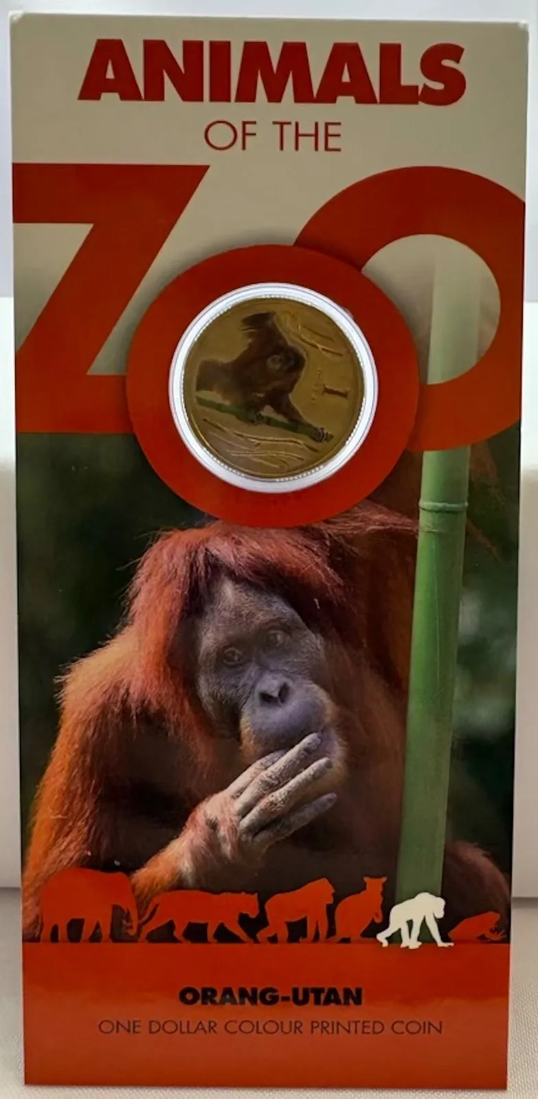 2012 Coloured 1 Dollar on Card - Animals of the Zoo: Orangutan product image