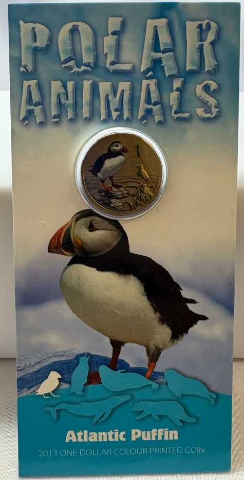 2013 Coloured 1 Dollar Coin on Card - Polar Series: Puffin product image