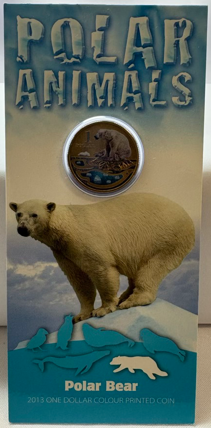 2013 Coloured 1 Dollar Coin on Card Polar Series: Polar Bear product image