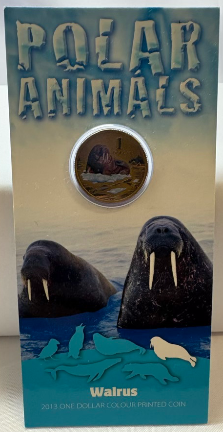 2013 Coloured 1 Dollar Coin on Card - Polar Series: Walrus product image
