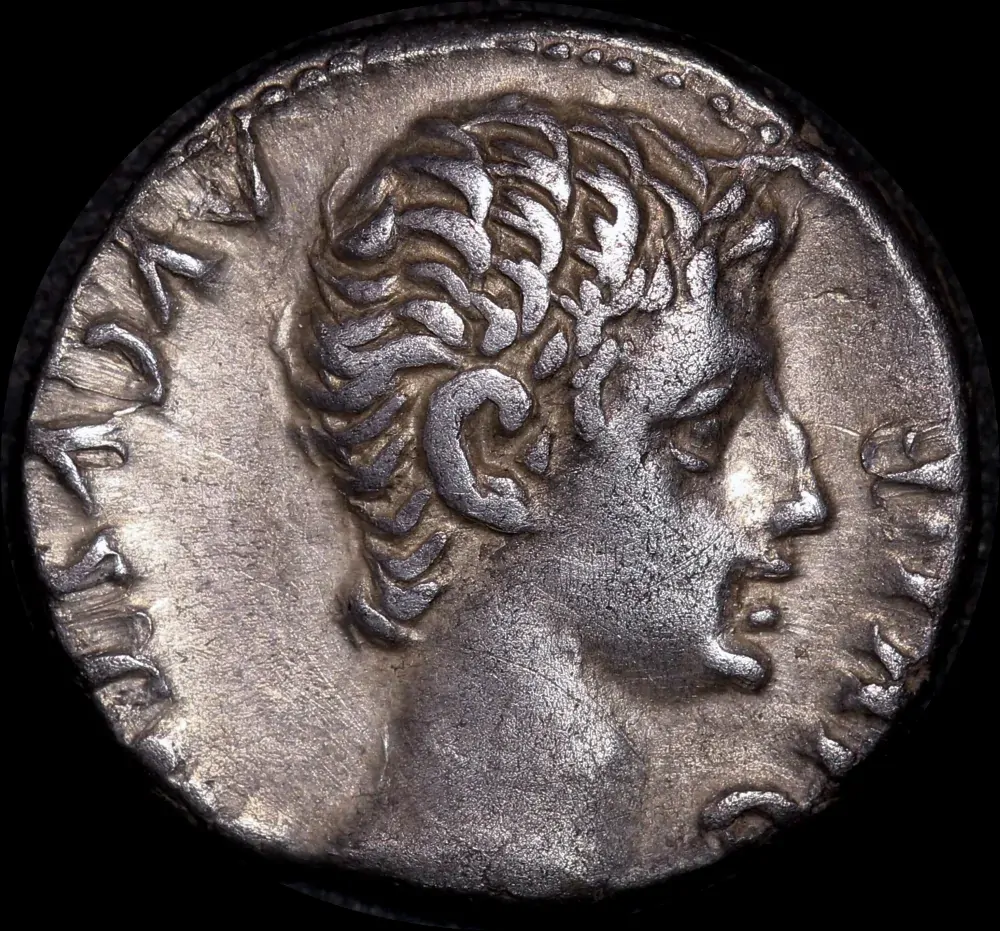 Ancient Rome (Imperial) Augustus 15 BC Silver Denarius RIC I 167a about EF product image