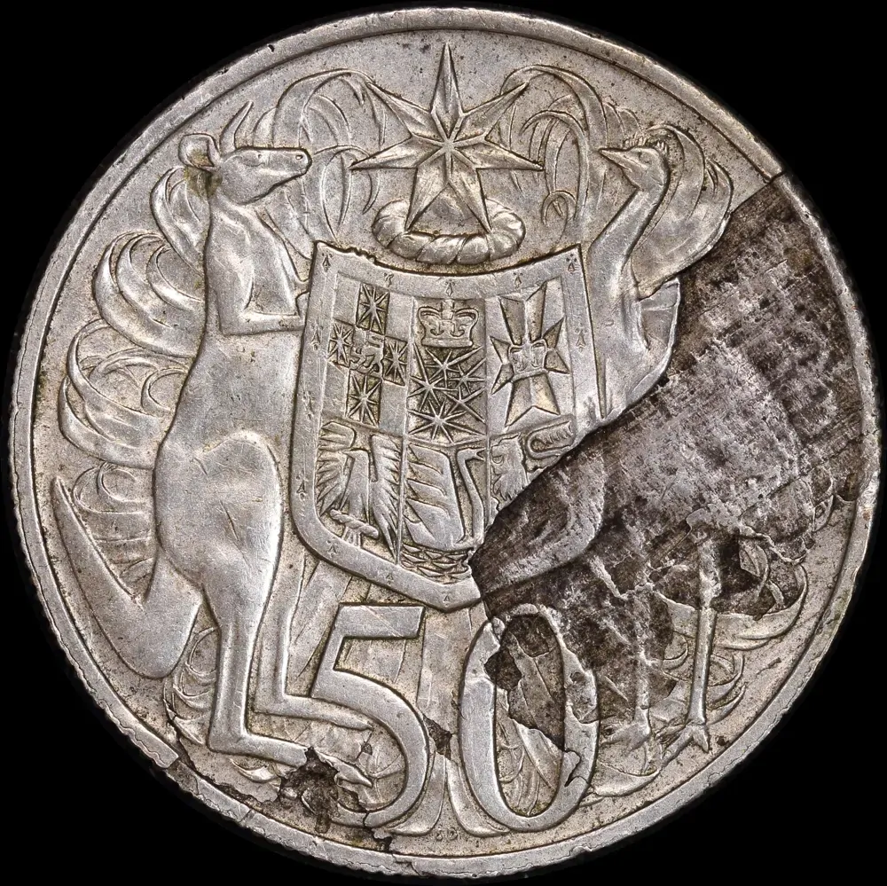 1966 50 Cent Coin Reverse Planchet Flaw Error Extremely Fine product image