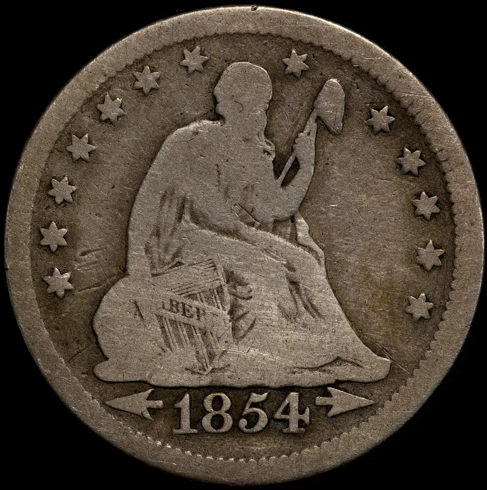 United States 1854 Silver Quarter KM# 81 Very Good product image