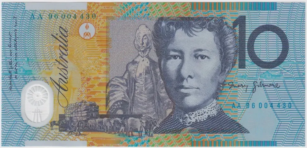 1996 $10 Note AA96 First Prefix Fraser/Evans R318aF Ex NPA Folder product image
