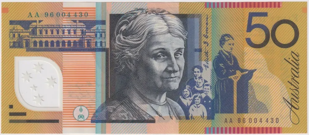 1996 $50 Note AA96 First Prefix Fraser/Evans R516bF Ex NPA Folder product image