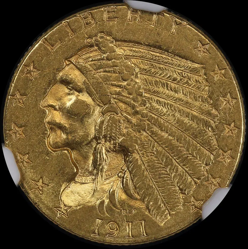 United States 1911 Gold 2 1/2 Dollar Quarter Eagle Indian NGC MS61 product image