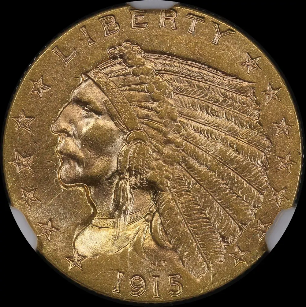 United States 1915 Gold 2 1/2 Dollar Quarter Eagle Indian NGS MS62 product image