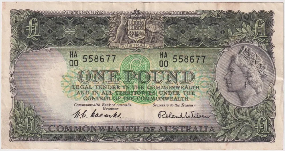 1953 One Pound Coombs/Wilson HA/00 First Prefix R33F Very Fine product image