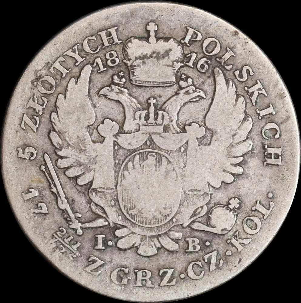 Poland 1816 Silver 5 Zlotych Alexander I C#100 Very Good product image