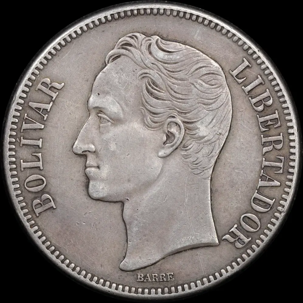 Venezuela 1936 Silver 5 Blivares Y#24.2 about Unc product image