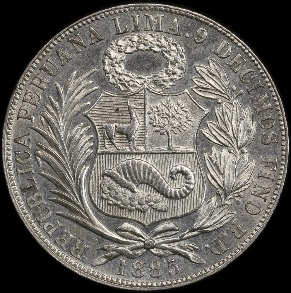Peru 1885 Silver Sol KM#196.22 Uncirculated product image