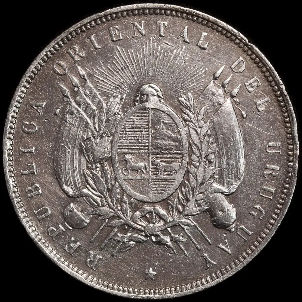 Uruguay 1893-So Silver Peso SA#29 good EF product image