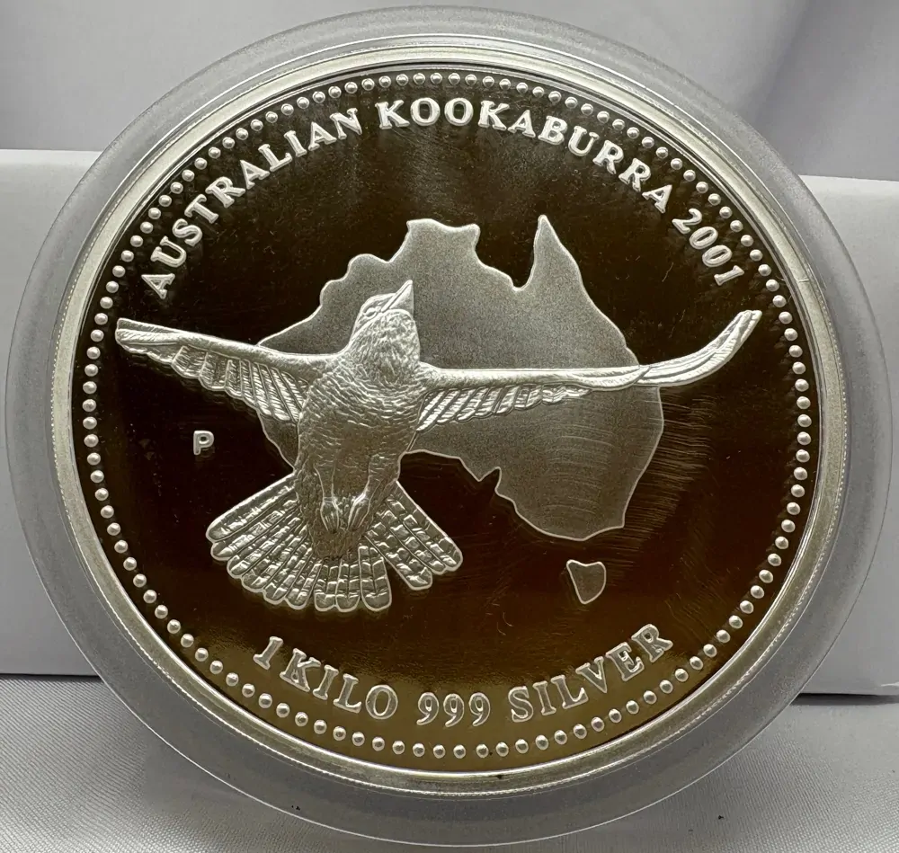 2001 1 Kilo Silver Proof Coin Kookaburra and Map - No Packaging product image