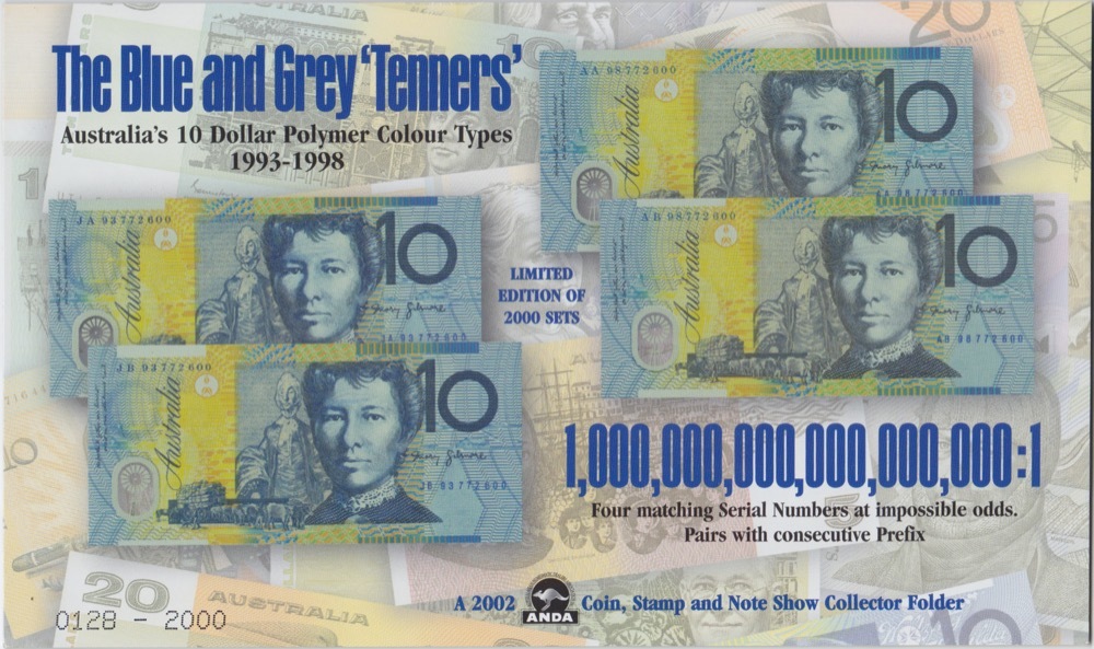 1998 Ten Dollar Folder Blue and Grey Tenners product image