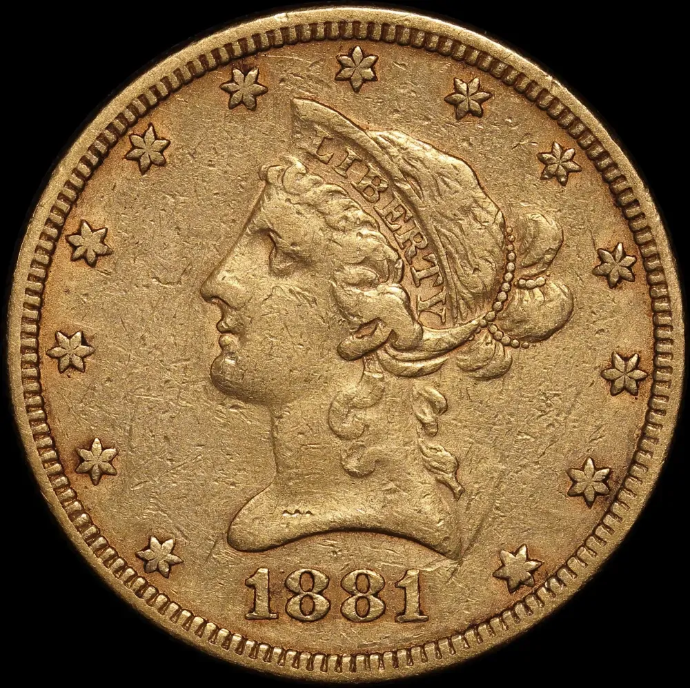 United States 1881 Gold $10 Liberty Eagle good VF product image