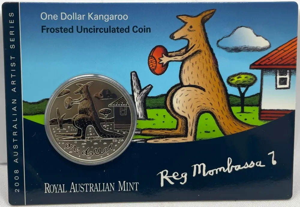 2008 Frosted Unc One Dollar Coin Kangaroo Reg Mombassa product image