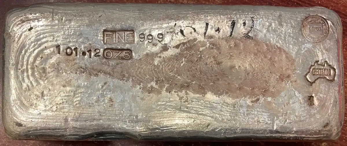 Geomin BSI 101.12ozt 99.90% Fine Silver Vintage Cast Ingot product image