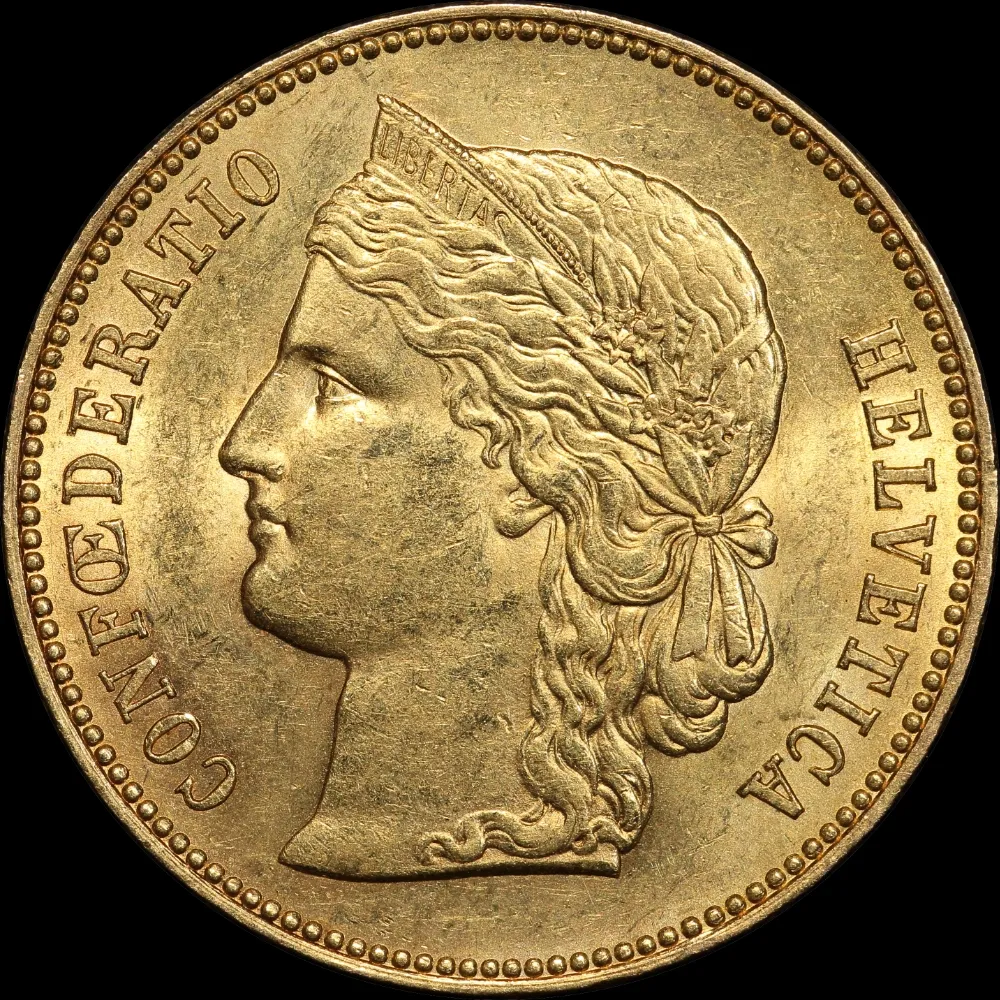 Switzerland 1890 Gold 20 Francs KM# 31.3 about Unc product image