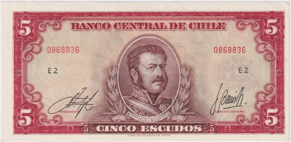 Chile 1962 5 Pesos P# 138a Uncirculated product image