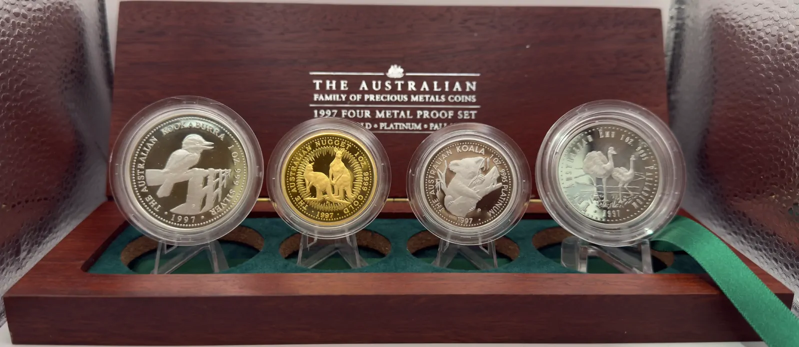 1997 Family of Precious Metals 4-Coin Proof Set – 1 oz Gold, Silver, Platinum & Palladium product image
