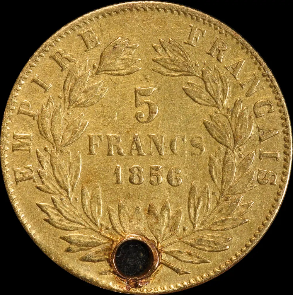 France 1856 Gold 5 Francs KM# 787.1 good VF product image