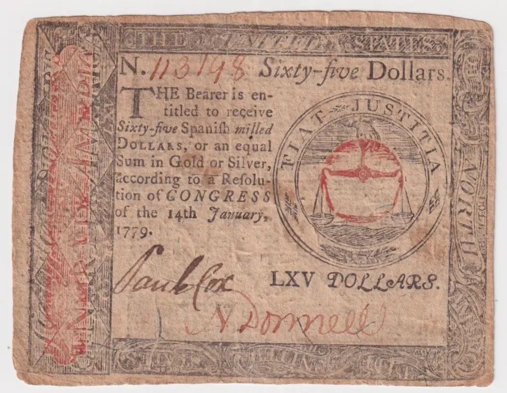 United States 1779 Continental 65 Dollar Currency Note Fine product image