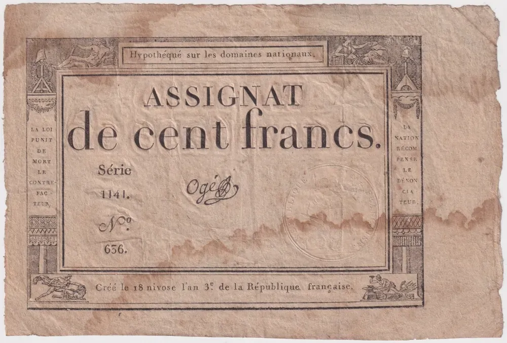 France 1794 100 Francs Assignat P# A.78 Very Good product image