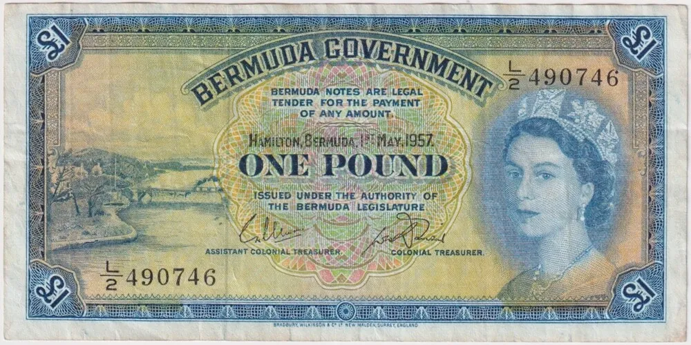 Bermuda 1957 1 Pound Note P#20c good VF product image