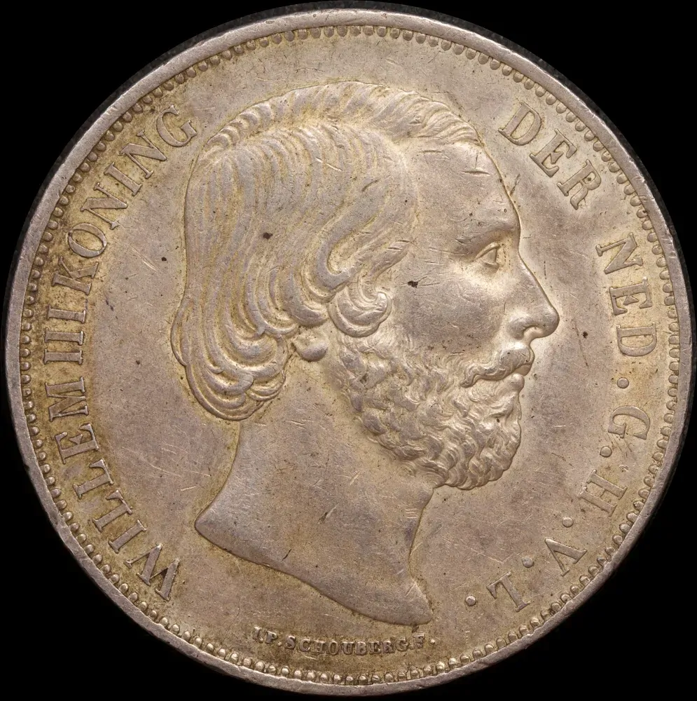 Netherlands 1873 Silver 2.5 Guilder KM#82 good EF product image