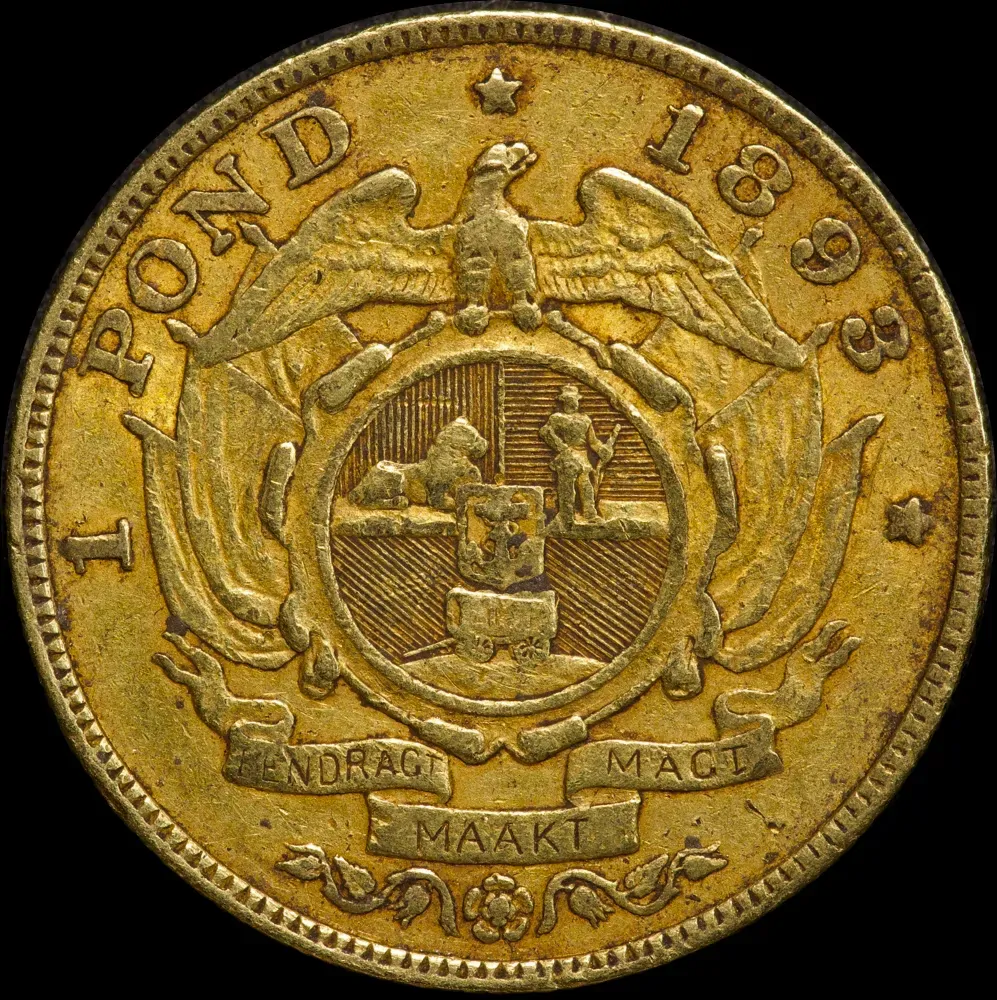 South Africa 1893 Gold Pond KM#10.2 about VF product image