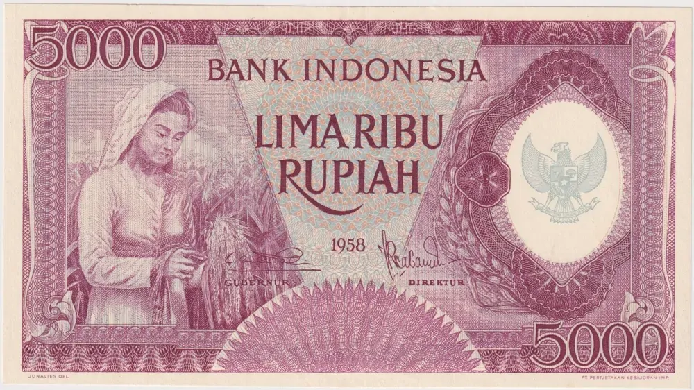 Indonesia 1958 5,000 Rupiah P# 63 Uncirculated product image
