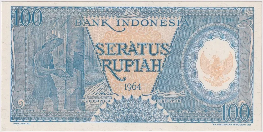 Indonesia 1964 100 Rupiah P# 98 Uncirculated product image