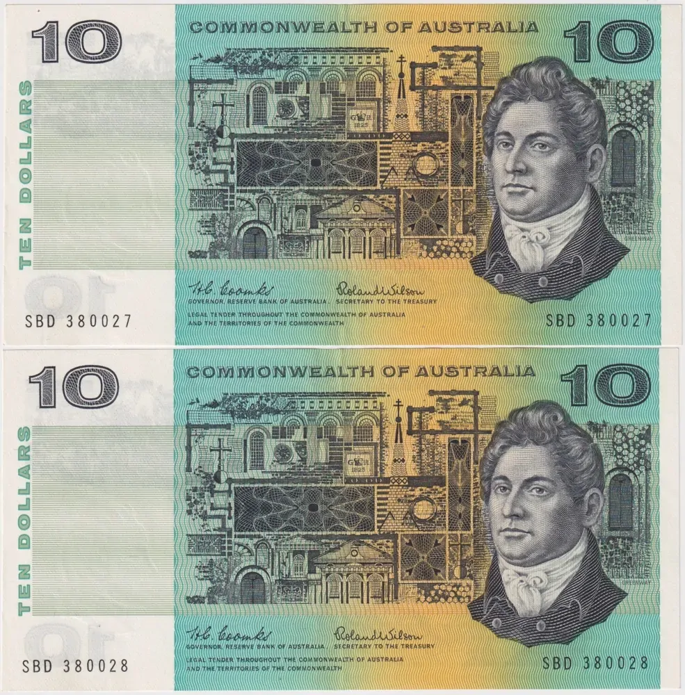 1966 $10 Consecutive Pair Coombs/Wilson R301 about Unc product image