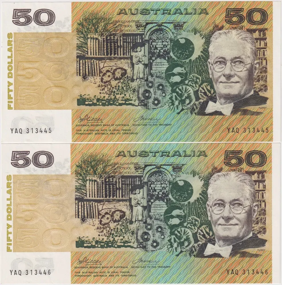 1973 $50 Note Consecutive Pair Phillips/Wheeler R505 about Unc product image
