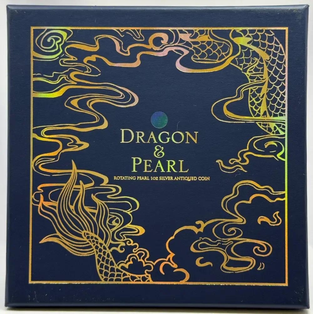 Tuvalu 2017 1 Ounce Silver Antiqued Coin Dragon and Pearl product image