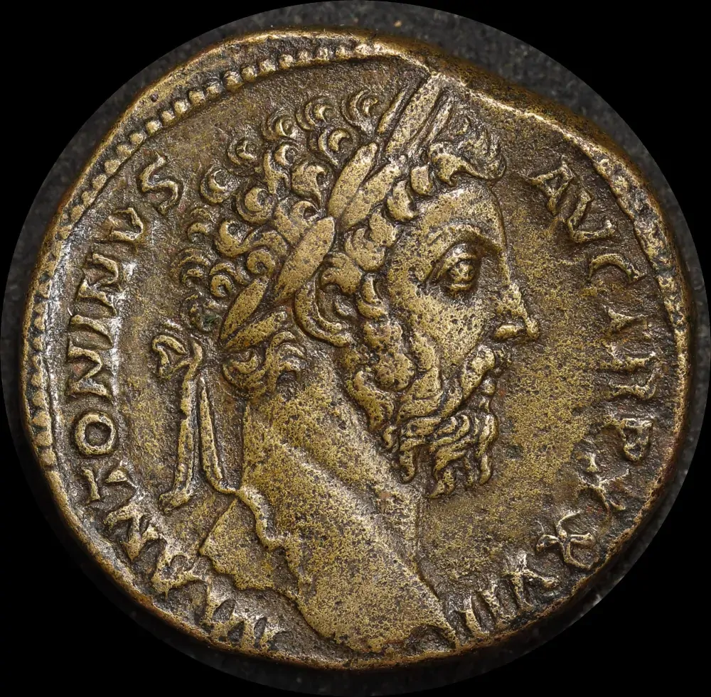 Ancient Rome (Imperial) 172 - 173 AD Marcus Aurelius Sestertius Jupiter RIC III 1063 good VF product image
