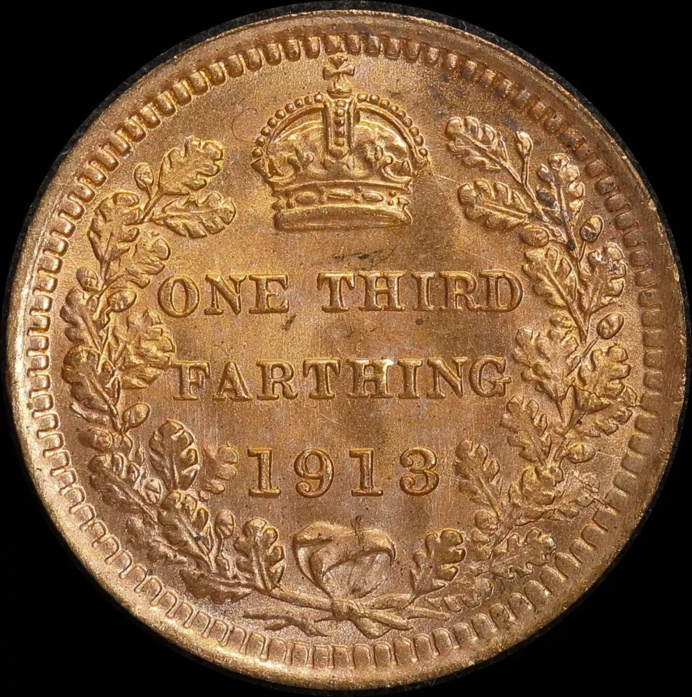 Malta 1913 Copper 1/3 Farthing KM# 823 Choice Uncirculated product image