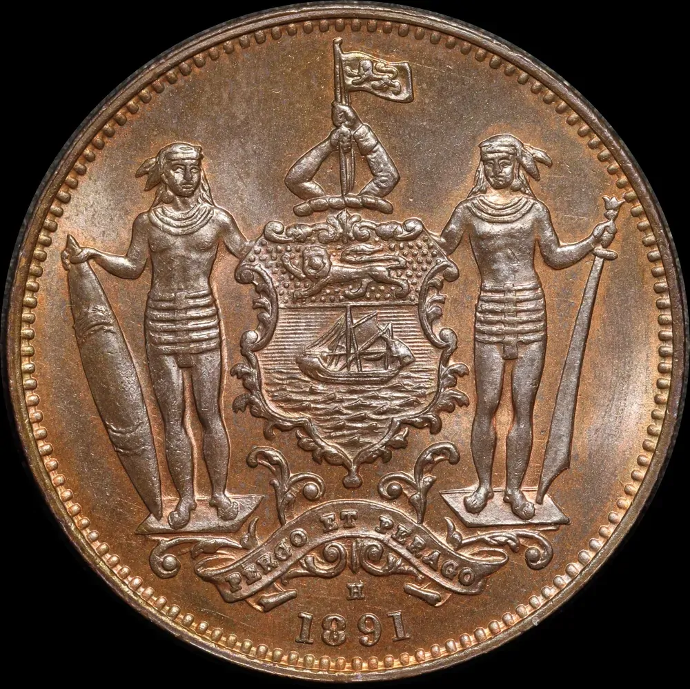 British North Borneo 1891 Copper One Cent KM# 2 Choice Uncirculated product image