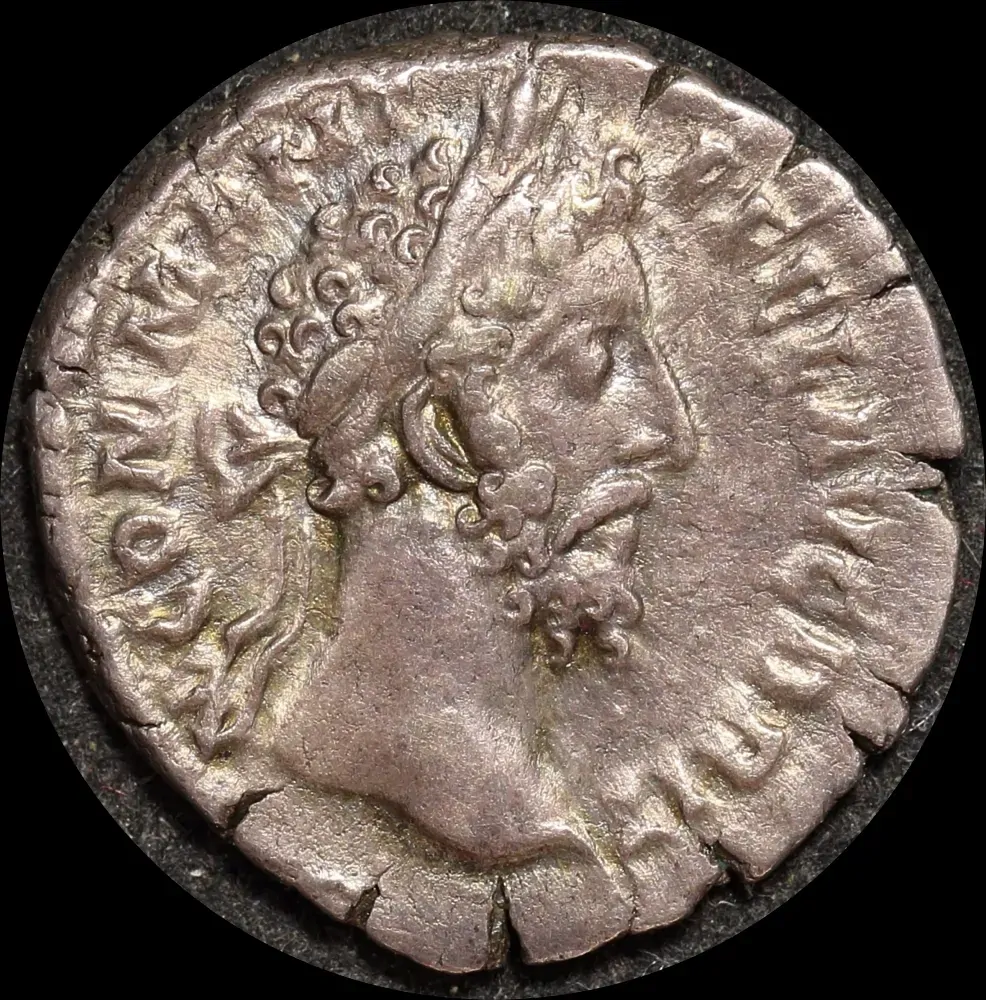 Ancient Rome (Imperial) 186/7 CE Commodus Silver Denarius Virtus RIC 160 good VF product image