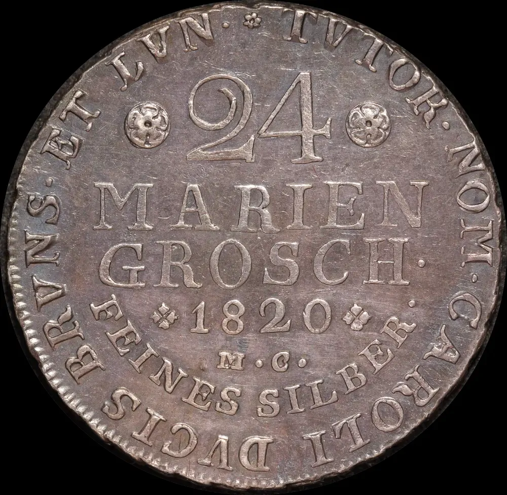 German States (Brunswick-Wolfenbuttel) 1820 Silver 24 Mariengroschen KM# 1088 about Unc product image