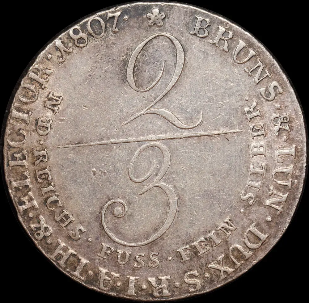 German States (Brunswick-Lüneburg-Calenberg-Hannover) 1807 Silver 2/3 Thaler KM# 422 good EF product image