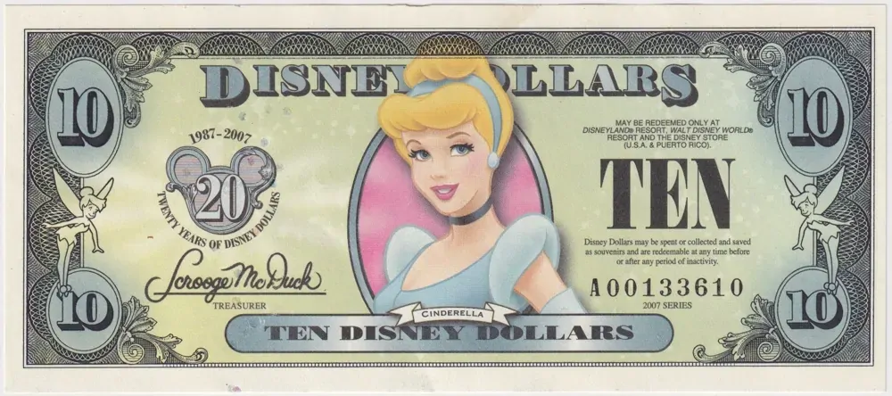Disneyland 2007 10 Dollars in Envelope Cinderella Uncirculated product image