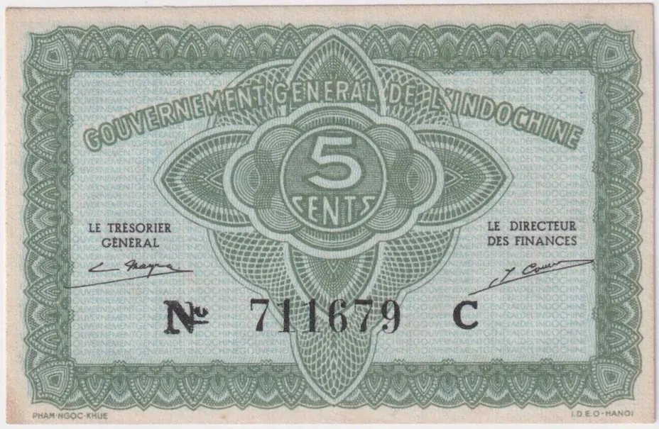 French Indo-China 1942 5 Cents P# 88a Uncirculated product image
